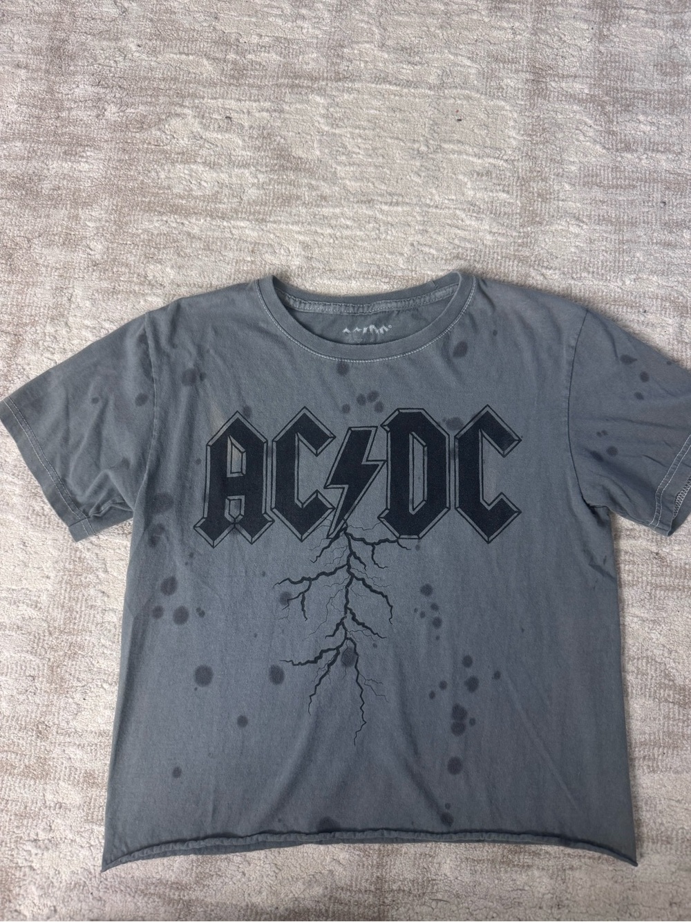 AC/DC Gray Short-Sleeve Graphic Tee with Lightning Logo